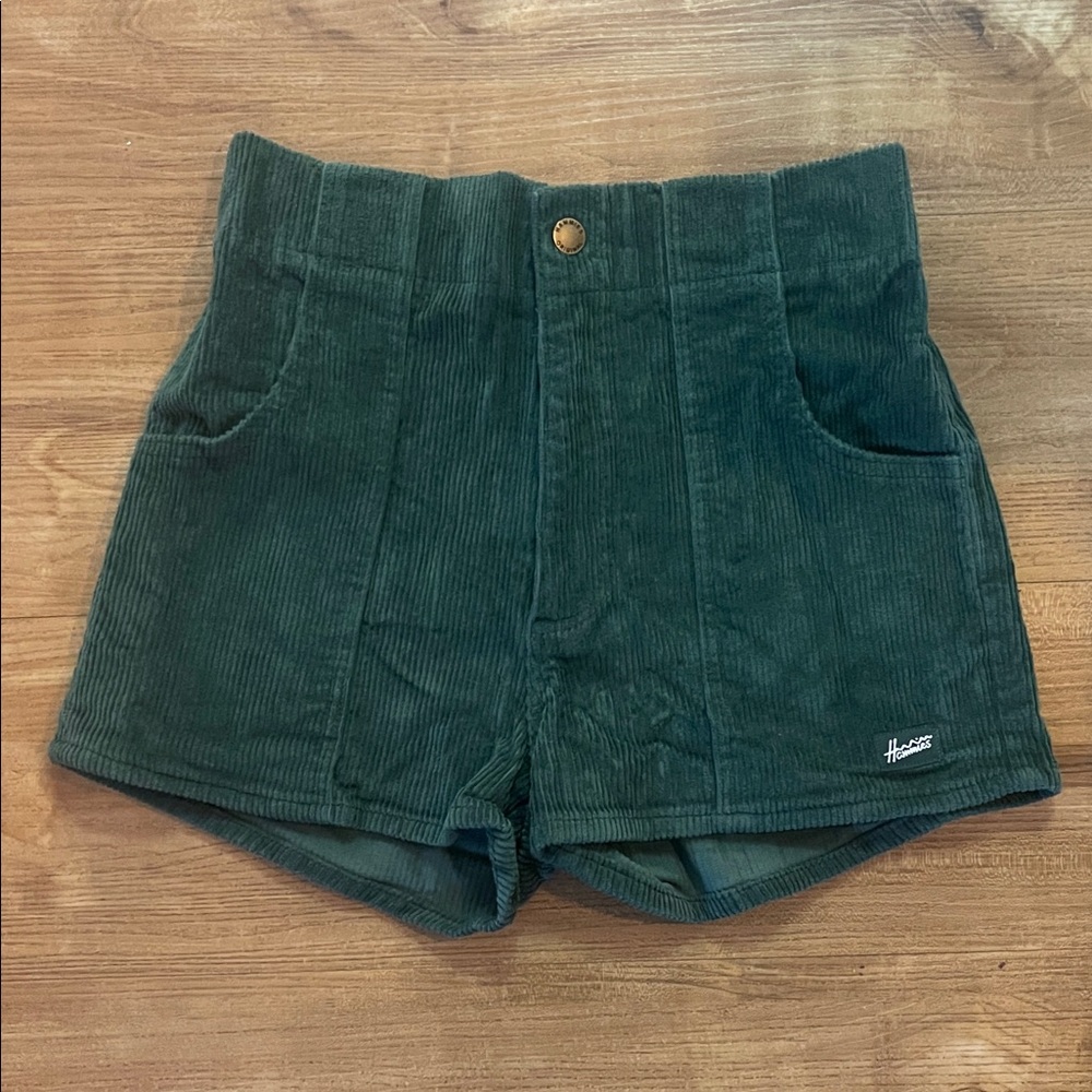 Hammies high waisted  Corduroy Shorts - Dark Green